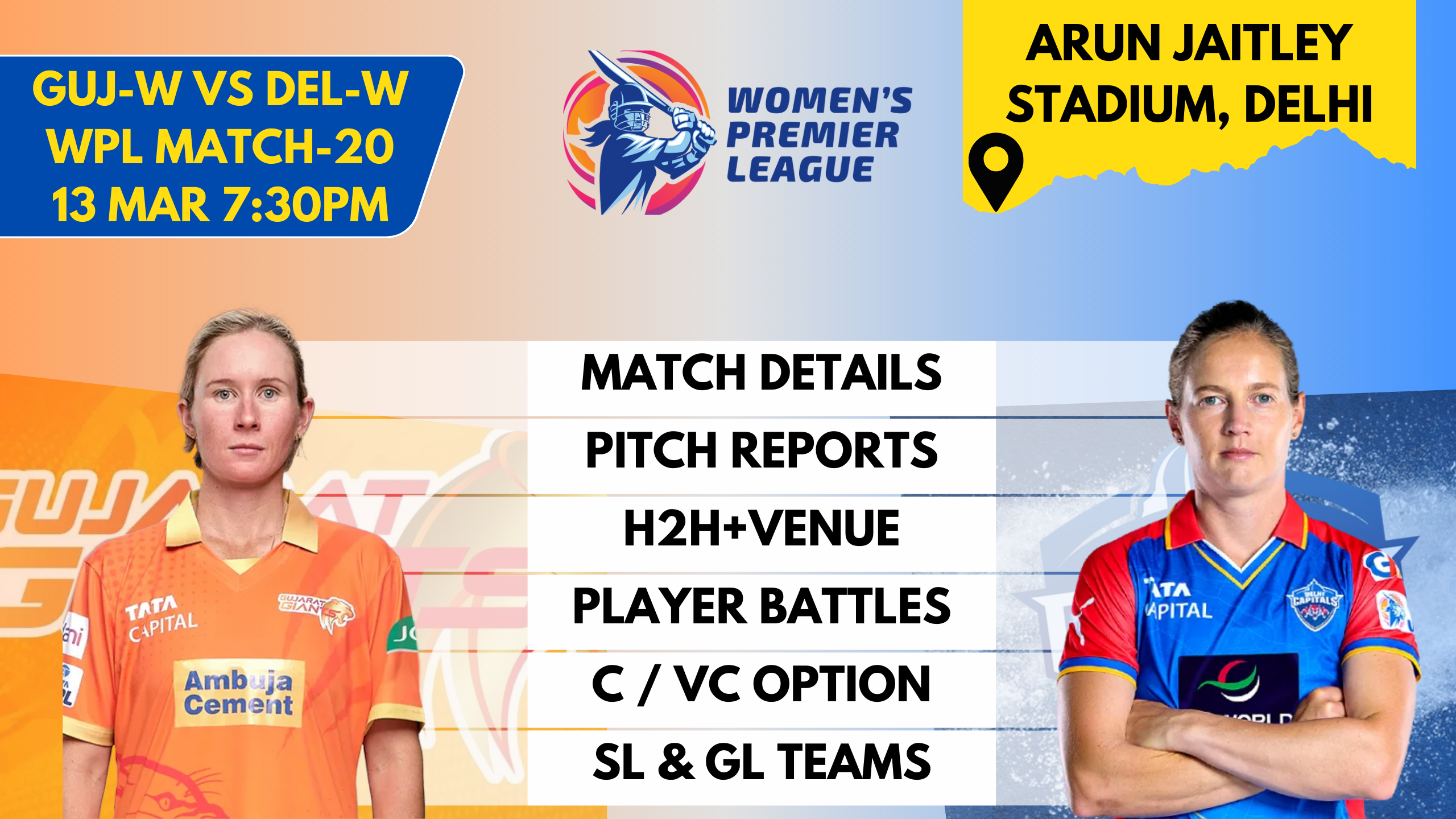 DEL-W vs GUJ-W Dream11 Prediction,