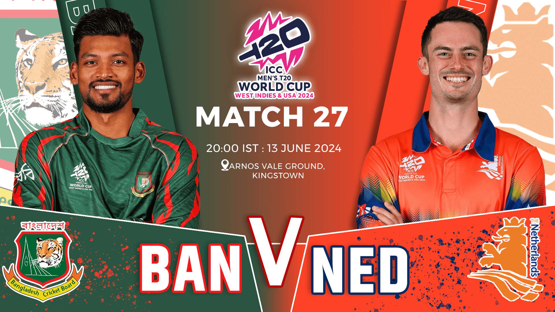 BAN vs NED Dream11 Prediction, Playing XI, Pitch Report, Player Stats & Top Picks | 27th T20 World Cup 2024